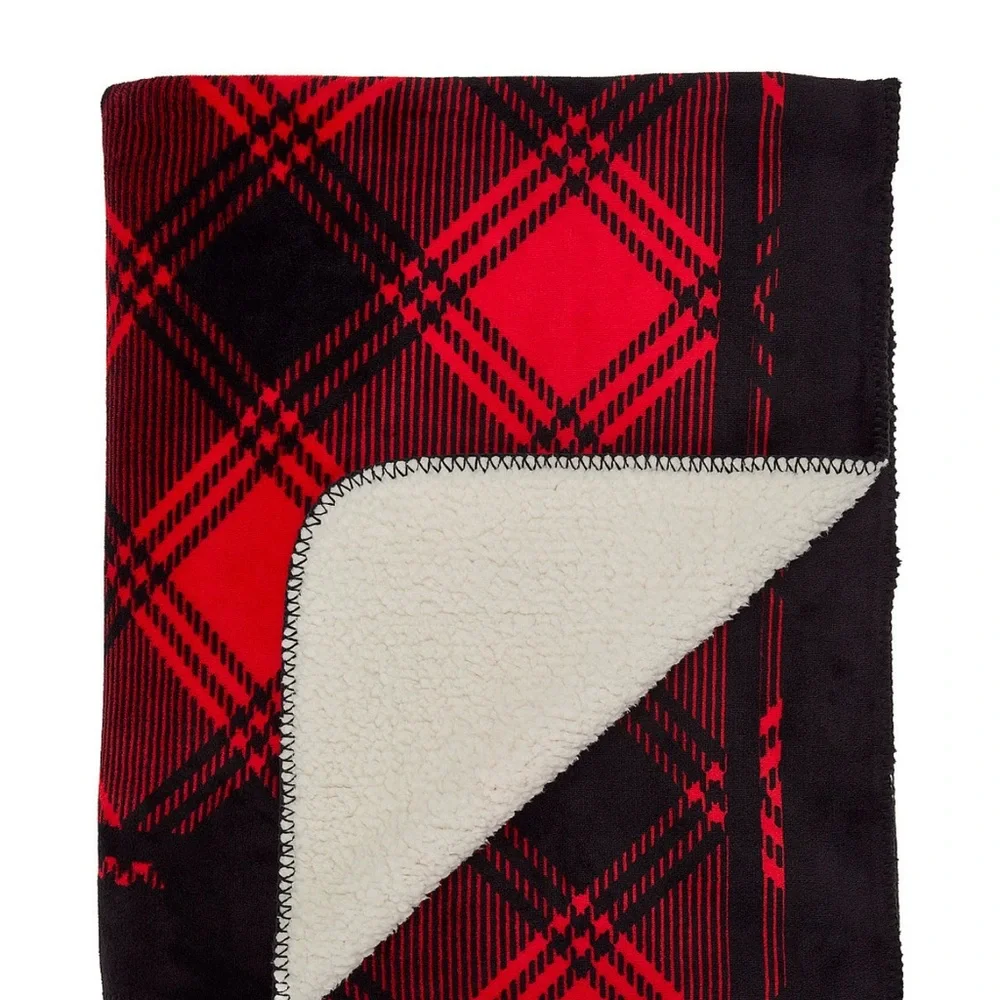 PINK Victoria's Secret Red and Black Plaid Throw Blanket